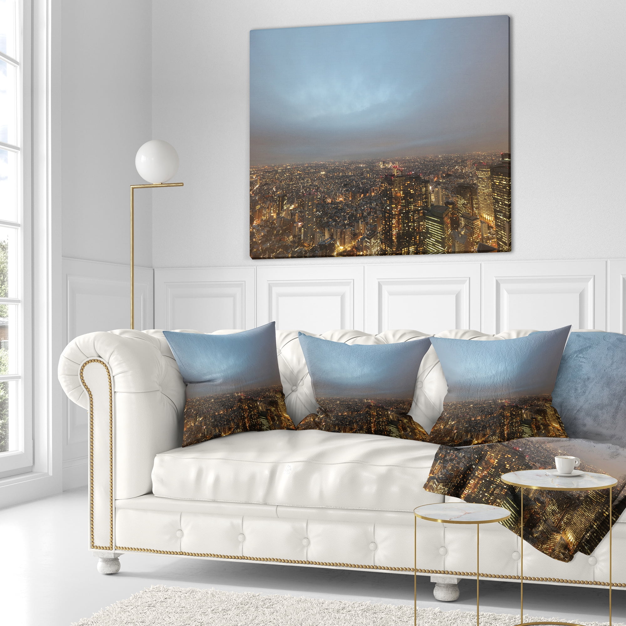 Designart Shinjuku District View Point - Cityscape Throw Pillow - 16x16