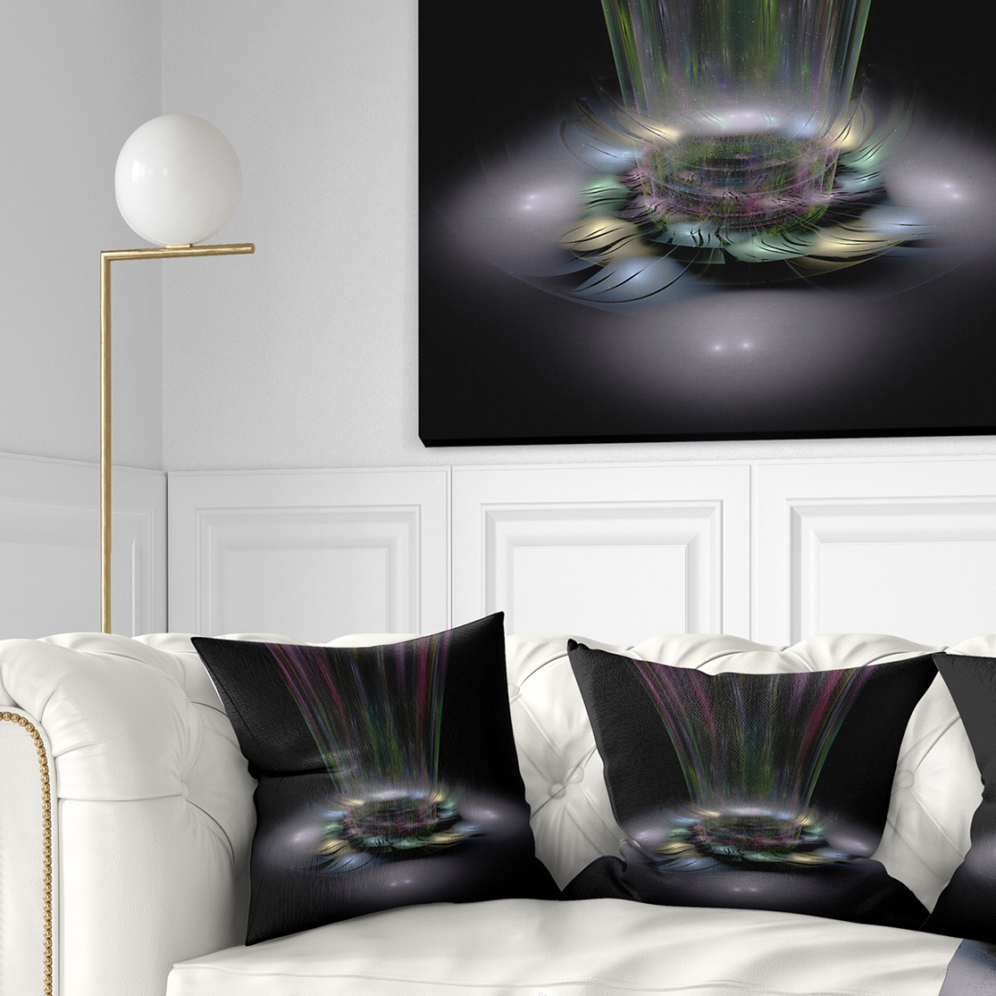 Designart Shiny Colorful Abstract Flower Theme - Flower Throw Pillow - 18x18
