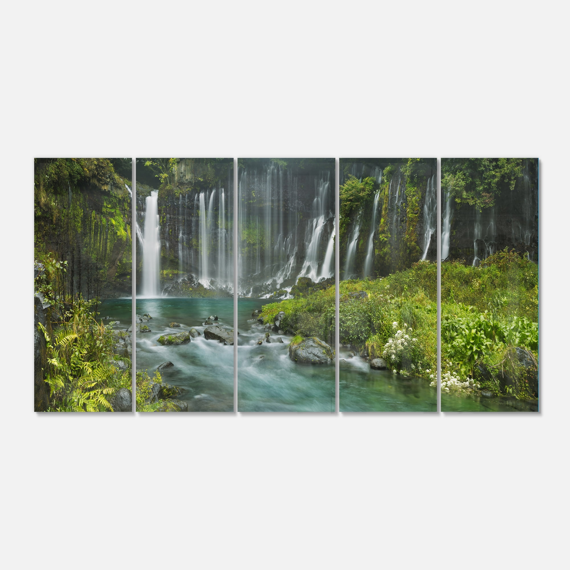 Designart 'Shiraito Falls near Mount Fuji Japan ' Multipanel Landscape Print Wall Artwork