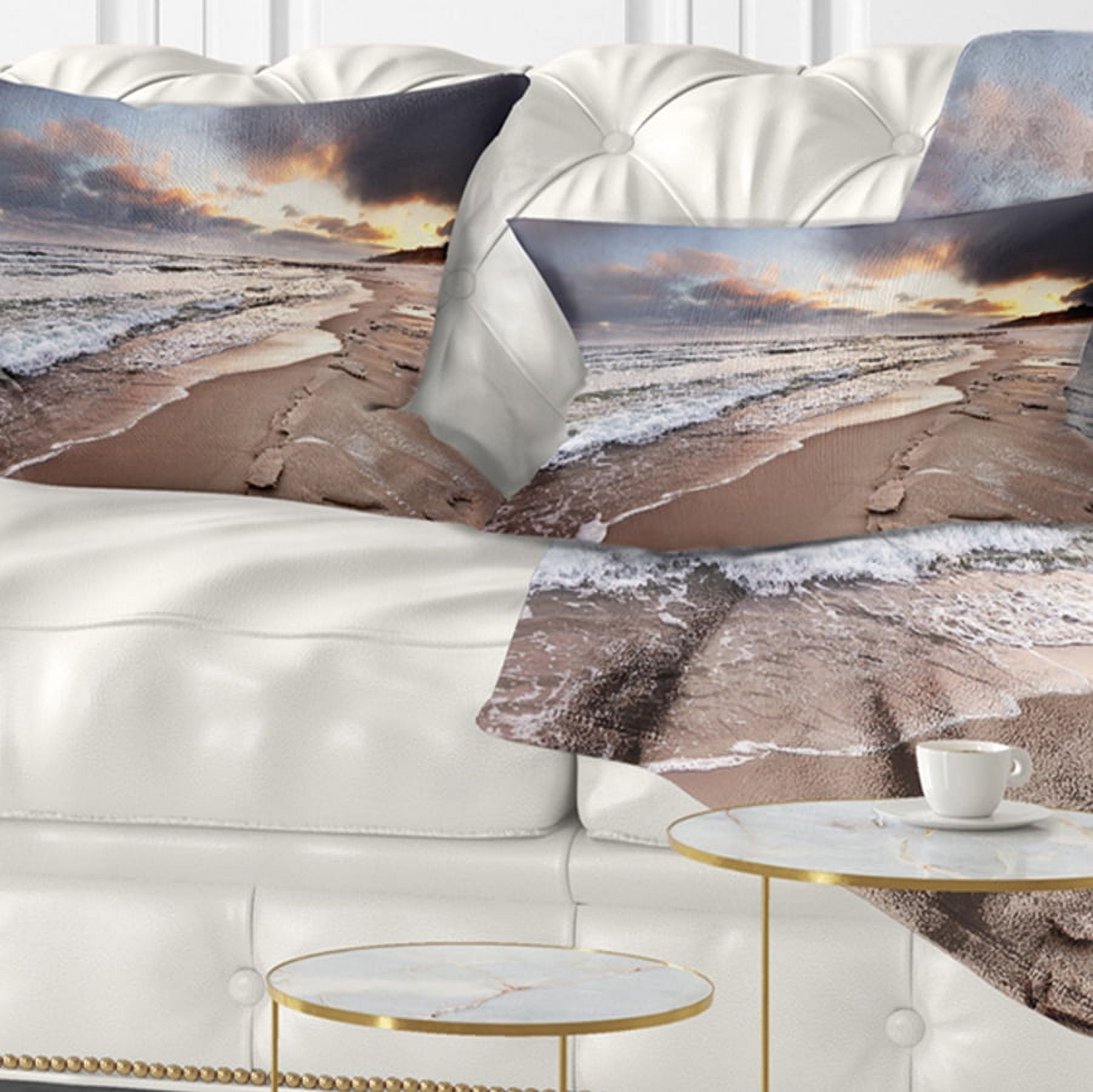 Designart Shore of Baltic Sea during winter - Seascape Throw Pillow - 12x20