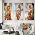 thumbnail image 1 of Designart "Shoreline Stroll with Blonde Beauty II" Fashion Woman Framed Wall Art Set Of 3 - Beige Fashion Woman Frame Canvas Set For Living Room Decor, 1 of 7