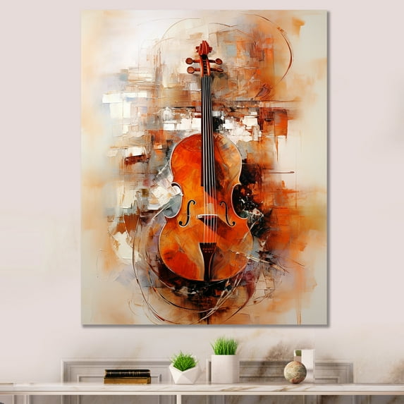 Designart "Sienna Serenade Of Violin And Mandolin I" Music Wall Art Prints