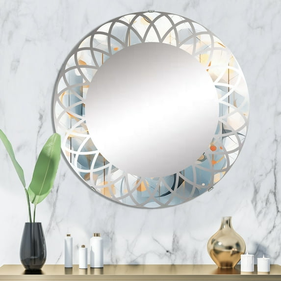 Designart "Silence Unveiled" Minimalism Round Wall Mirror - Modern Oval Printed Decorative Oversized Mirror - Multiple Color Options