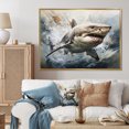 thumbnail image 1 of Designart "Silent Hunter Grey Shark s Grace I" Animals Floater Framed Canvas Print, 1 of 7