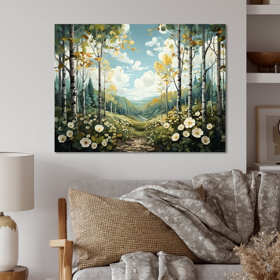 Designart "Silent Woods Birch Woods IV" Tree Birch Metal Wall Art