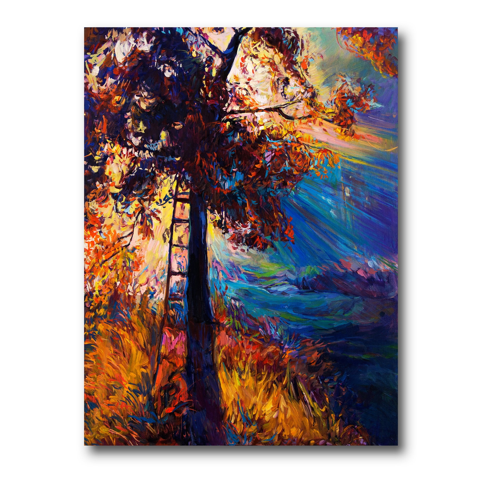 Designart ' Silhouette Of Autumn Tree In The Sunset Glow ' Traditional Canvas Wall Art Print