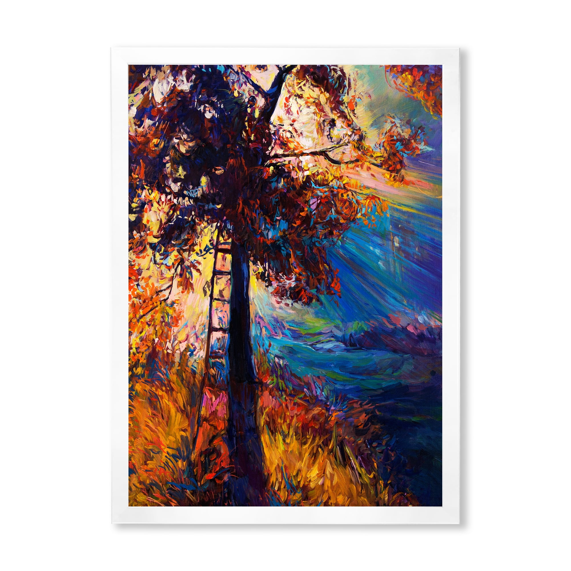 Designart 'Silhouette Of Autumn Tree In The Sunset Glow' Traditional Framed Art Print