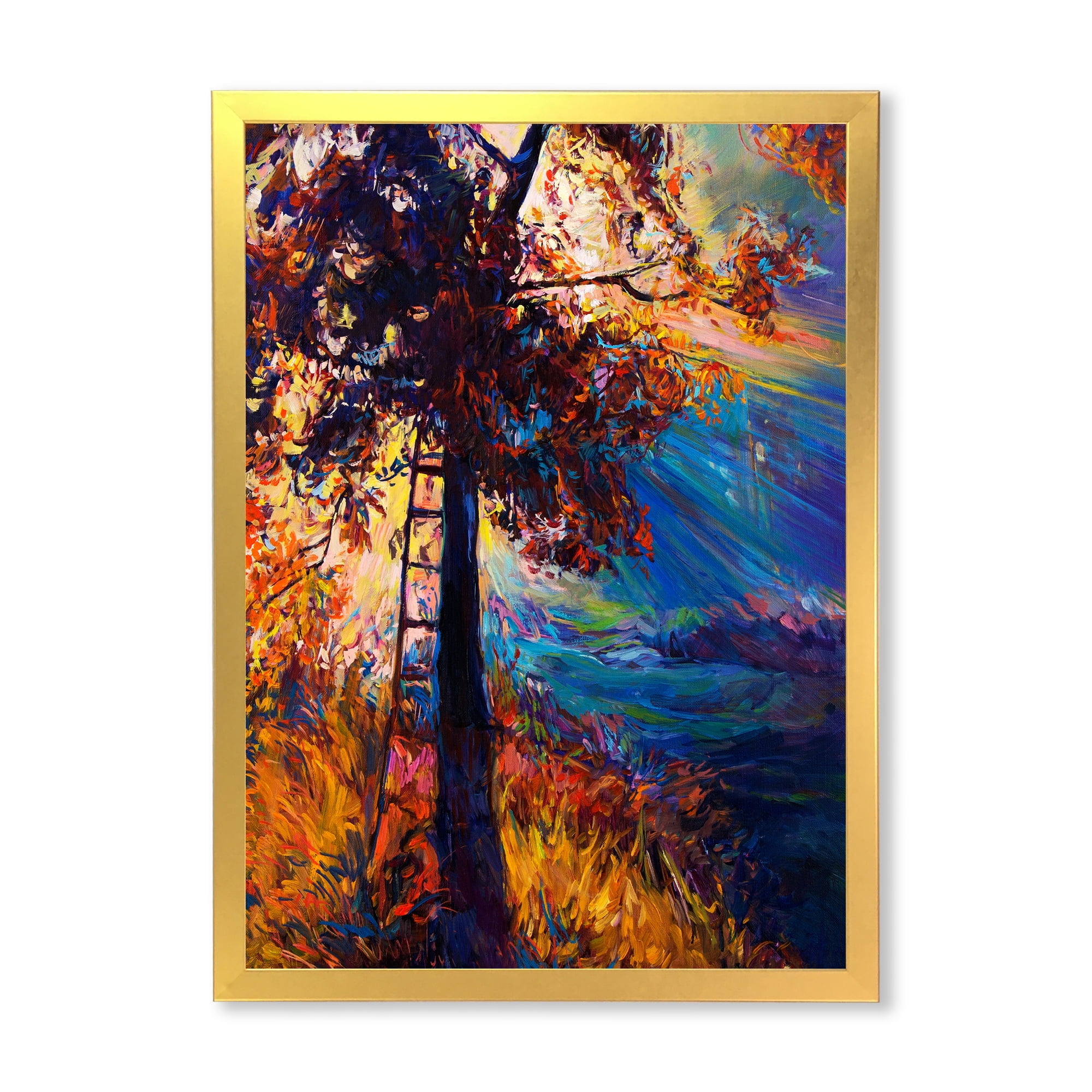 Designart 'Silhouette Of Autumn Tree In The Sunset Glow' Traditional Framed Art Print