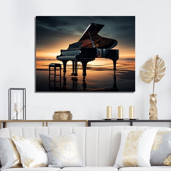 Designart "Silhouette Symphony On The Piano I" Music Canvas Prints