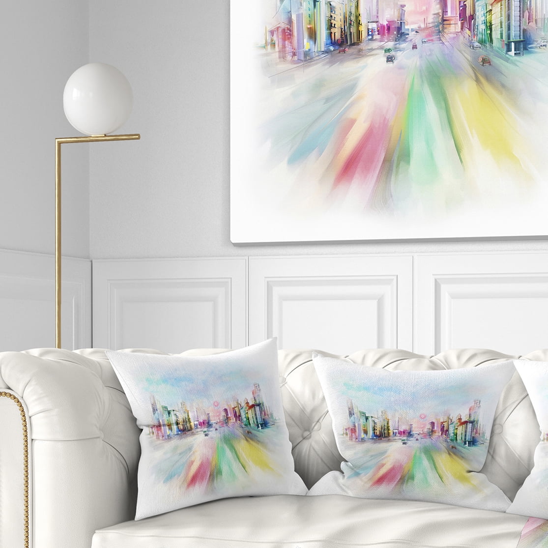 Designart Silhouette of Big City - Cityscape Throw Pillow - 18x18