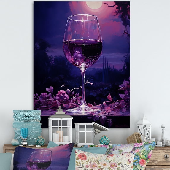 Designart "Silhouetted Shiraz" Wine Wall Art Prints