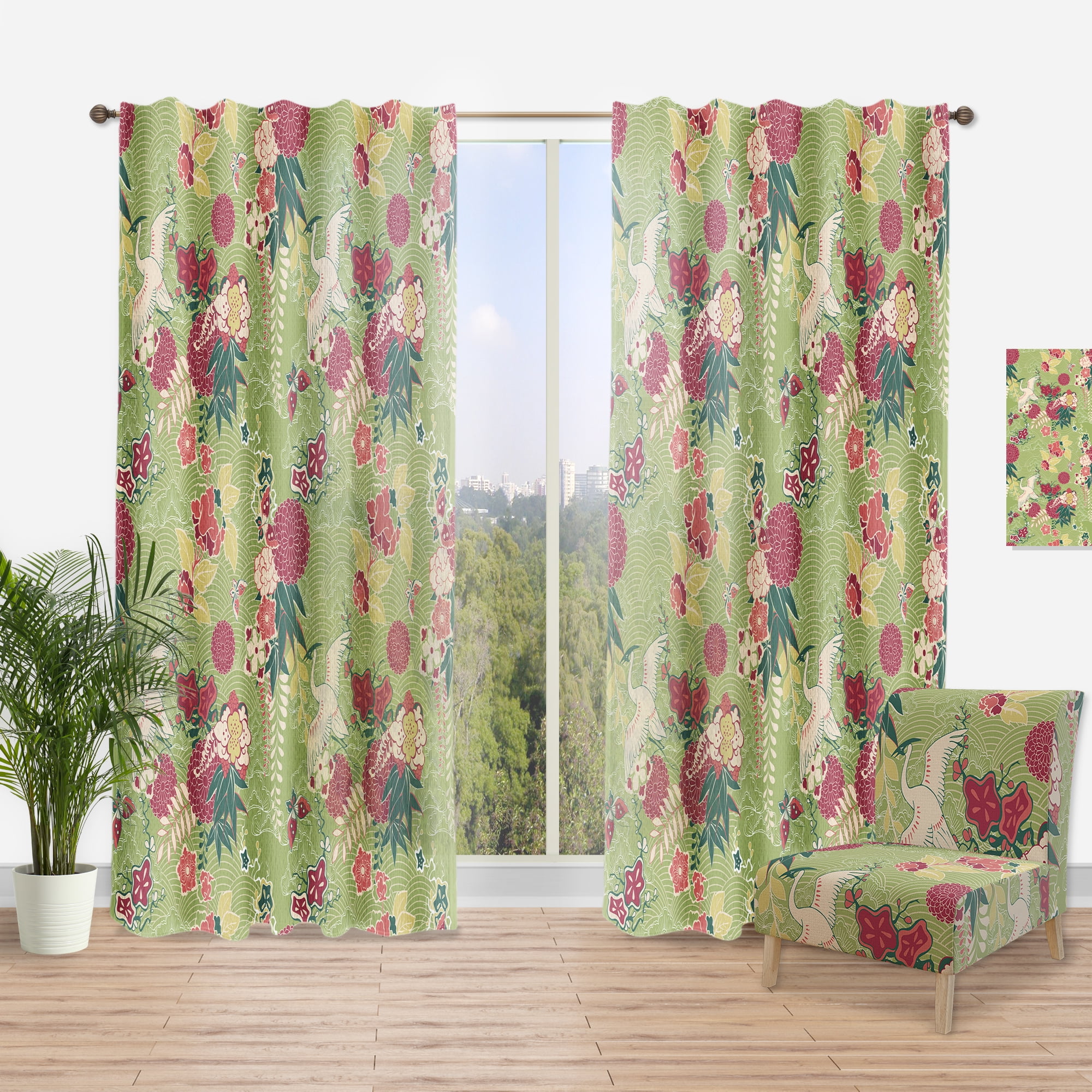 Designart 'Silk Oriental Pattern' Asian Curtain Panel