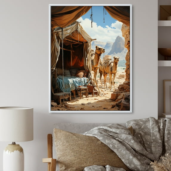 Designart "Silk Road Asian Painting IX" Asian Floater Framed Canvas Wall Art