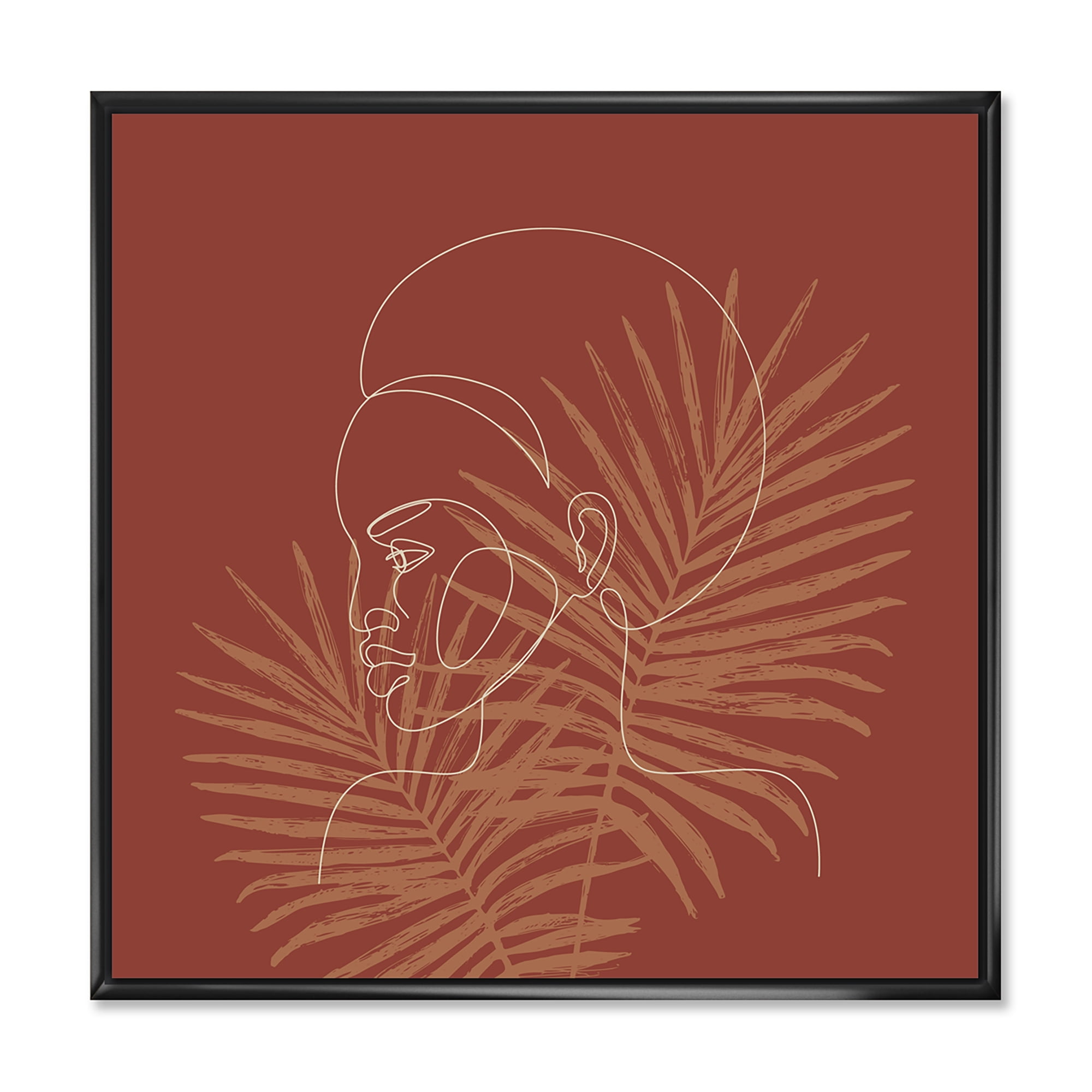 16 x 16 Brown and Beige Abstract Canvas Art with Black Frame