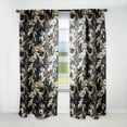 thumbnail image 1 of Designart "Silver Accents In Deep Black Elegance I" Glam Black, Beige Curtain 1 Panel, 1 of 6