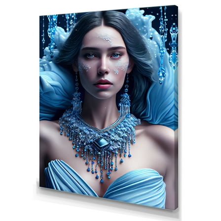 Designart Silver Ice And Blue Archangel I Canvas Wall Art