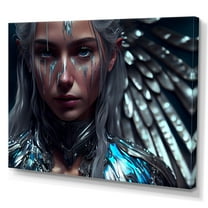 Designart Silver Ice And Blue Archangel VII Canvas Wall Art