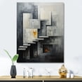 thumbnail image 1 of Designart "Silver Staircase In Abstract I" Abstract Shapes Canvas Wall Art, 1 of 7