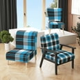 thumbnail image 1 of Designart "Silver and Blue Checked Tartan" Upholstered Patterned Accent Chair and Arm Chair, 1 of 5