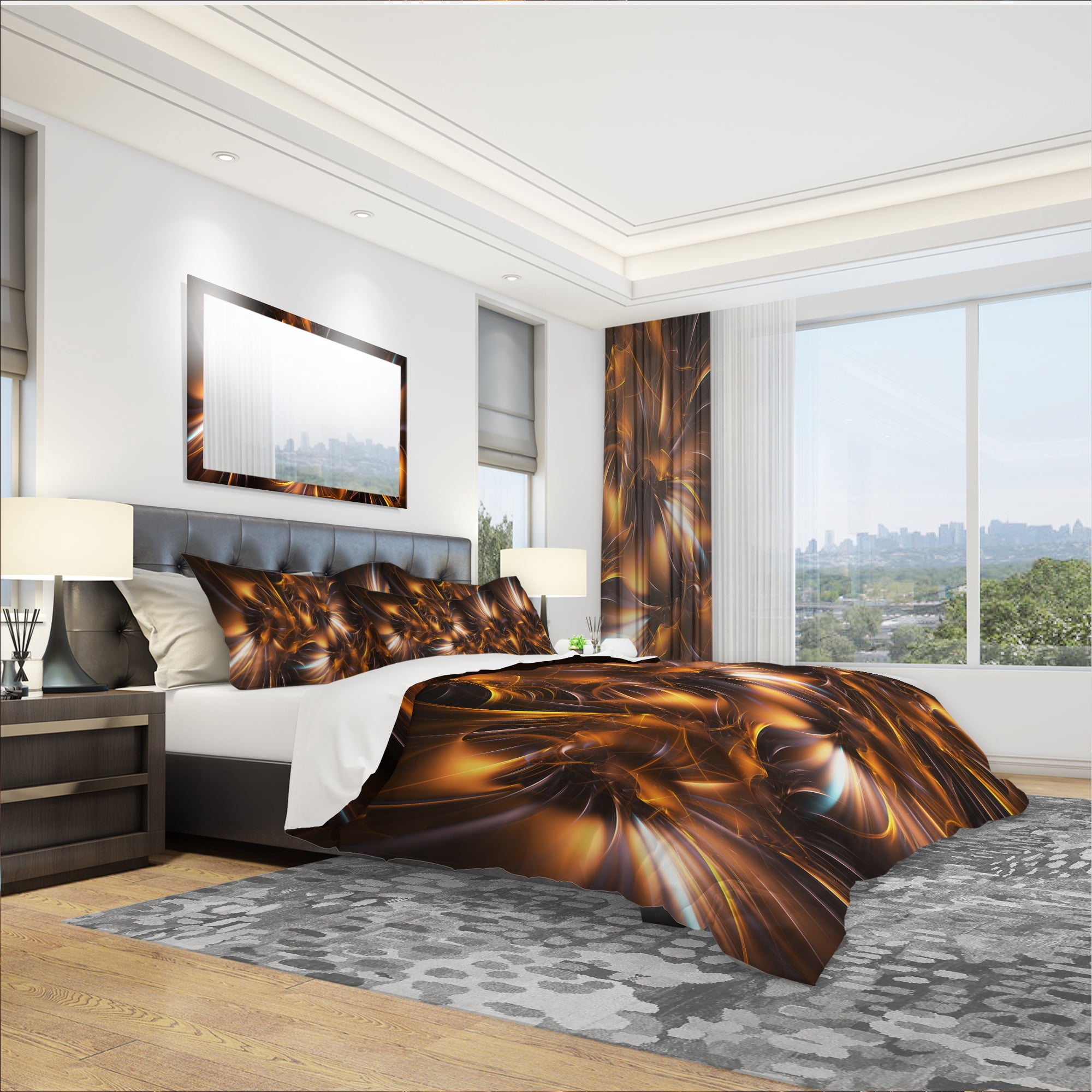 Designart 'Silver and Gold Stars' Modern & Contemporary Duvet Cover Set