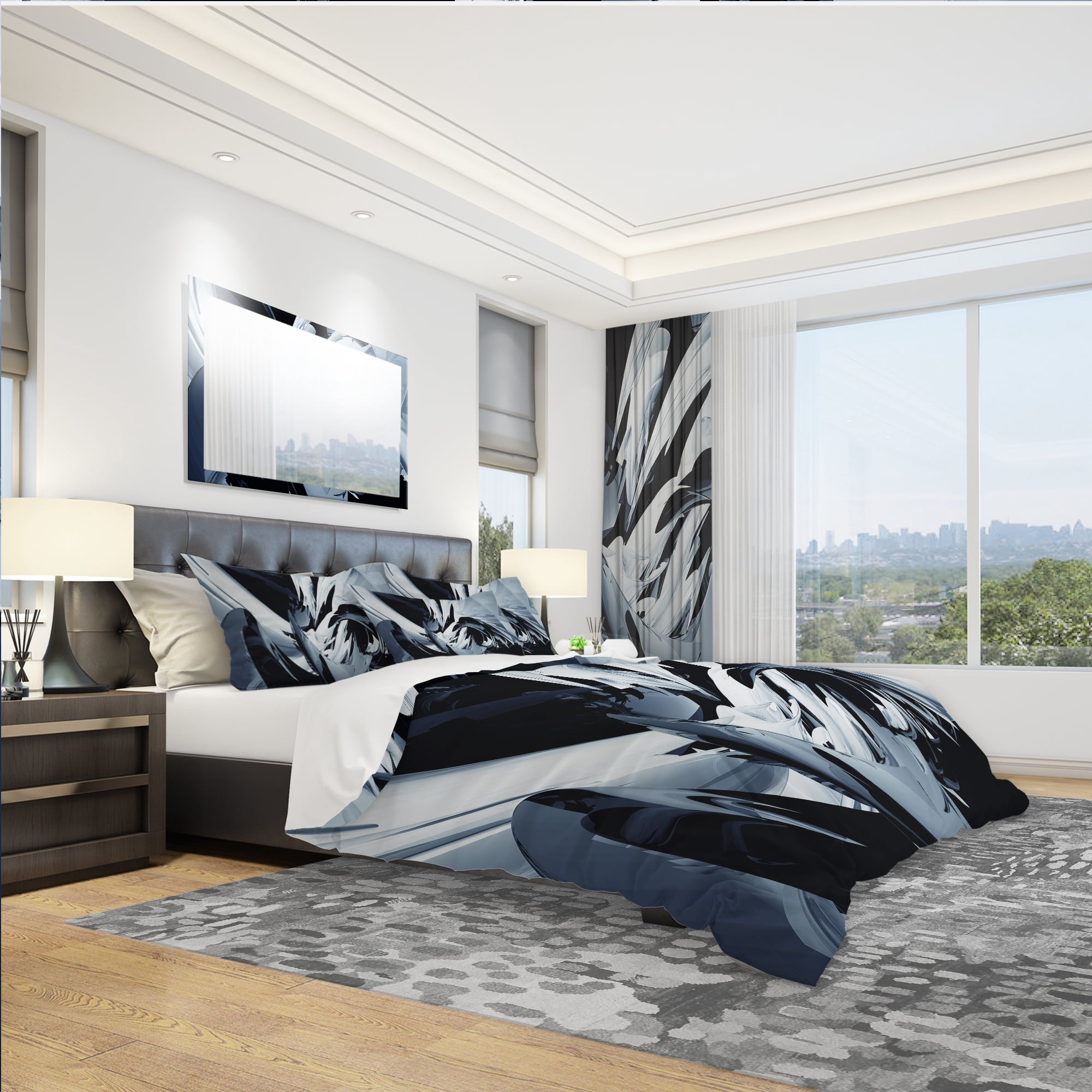 Designart 'Silver and Grey Mixer' Modern & Contemporary Duvet Cover Set