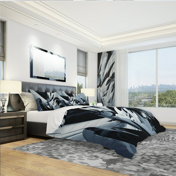 Designart 'Silver and Grey Mixer' Modern & Contemporary Duvet Cover Set