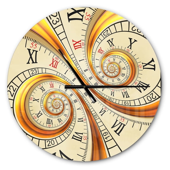 Designart 'Silver metal flower fractal ' Modern wall clock