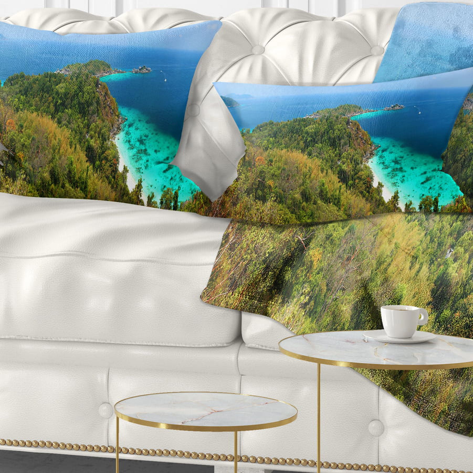 Designart Similan Islands Paradise Bay - Modern Seascape Throw Pillow - 12x20