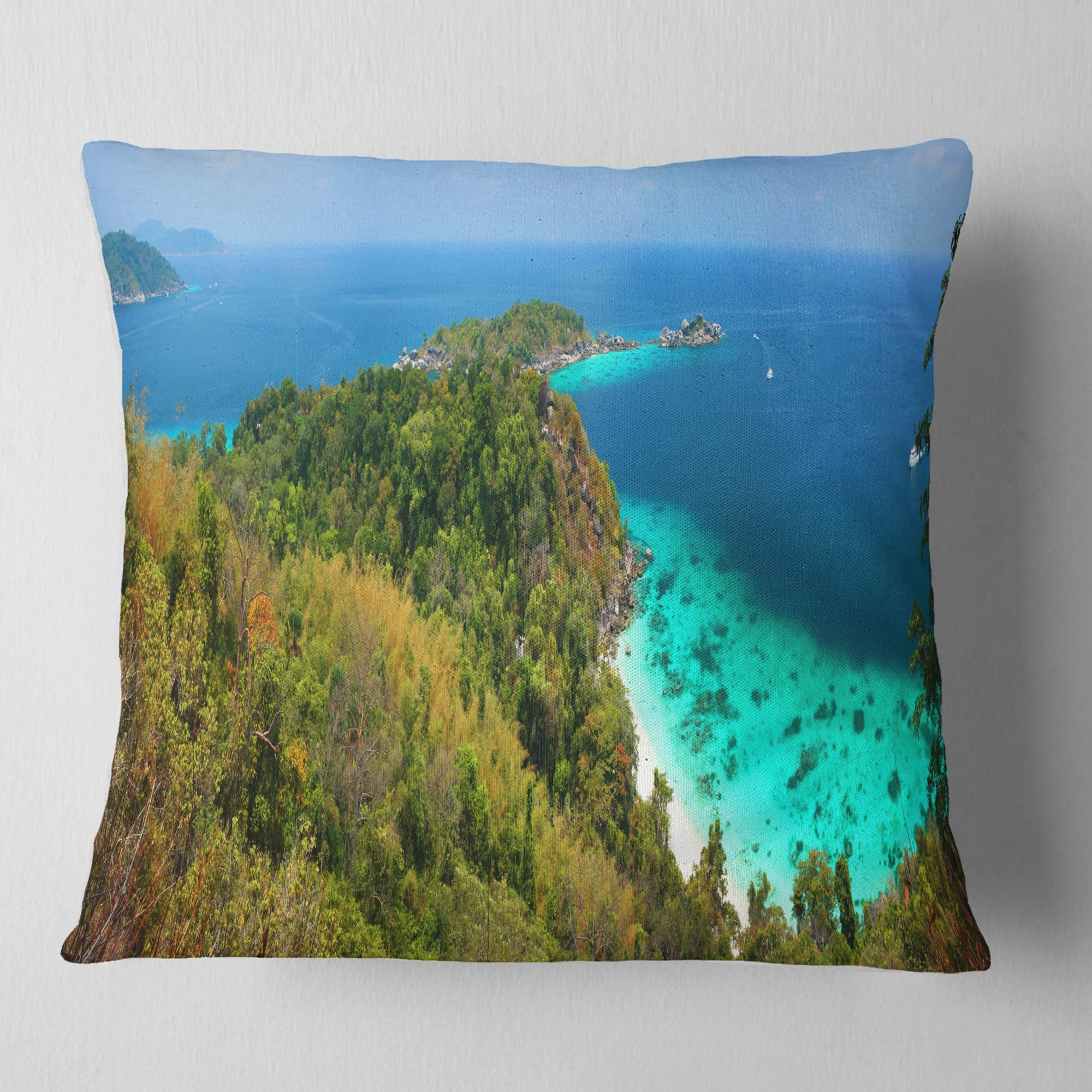 Designart Similan Islands Paradise Bay - Modern Seascape Throw Pillow - 18x18