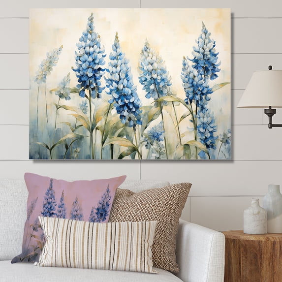 Designart "Simple Blue Bonnets In Meadow" Blue Bonnets Canvas Wall Art