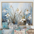 thumbnail image 1 of Designart "Simple Elegance In Blue And Gold III" Snowdrops Floater Framed Canvas Art Print, 1 of 5