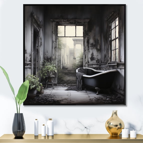Designart "Simplicity Bath Of Serenity I" Bath & Laundry Floater Framed Canvas Print
