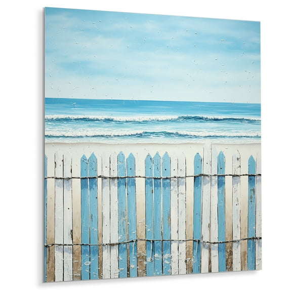 Designart "Simplicity Beach Fence" Nautical & Beach Metal Art Living Room