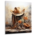 thumbnail image 1 of Designart "Simplicity Cowboy Hat And Boot II" Cowboys Metal Wall Art, 1 of 5