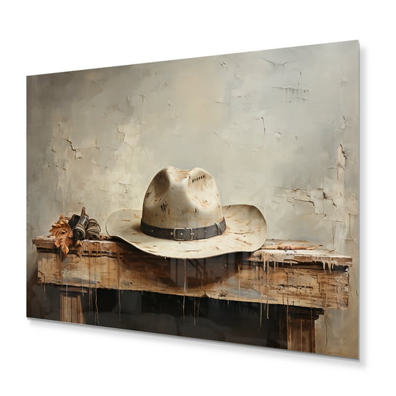 Designart "Simplicity Cowboy Hat I" Cowboys Metal Wall Art