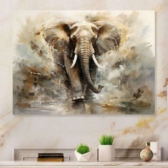 Designart "Simplicity Elephant beauty II" Animals Metal Wall Decor