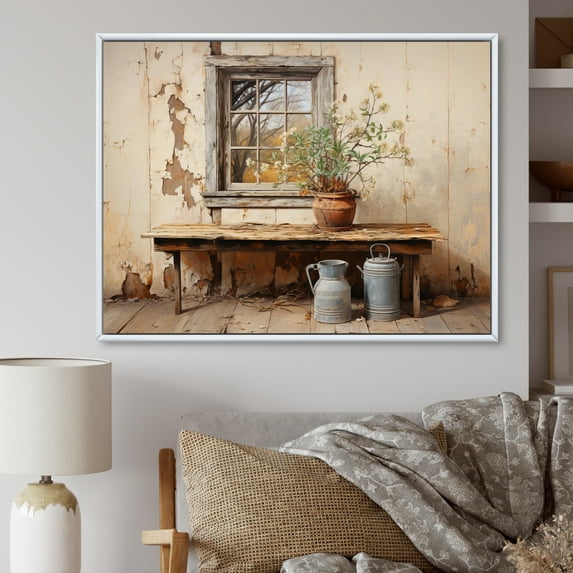 Designart "Simplicity Farm Poteries II" Landscapes Floater Framed Canvas Print
