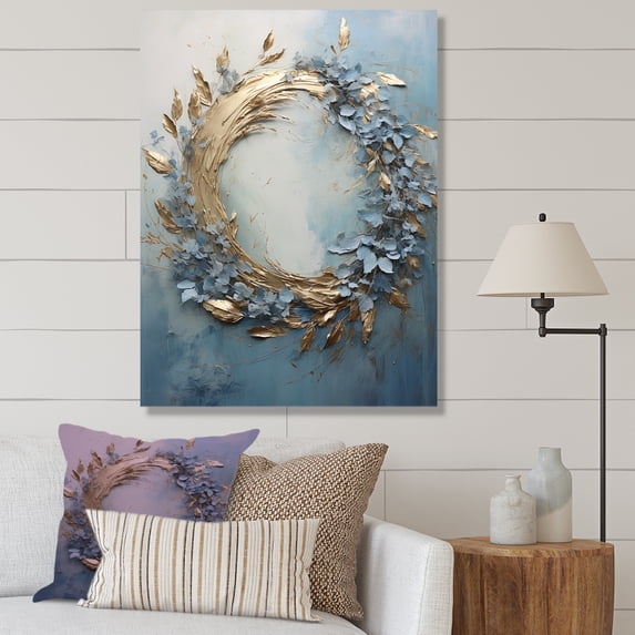 Designart "Simplicity In Bold And Blue Wreath" Wreath Canvas Wall Art