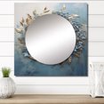 thumbnail image 1 of Designart "Simplicity In Bold And Blue Wreath" Wreath Square Mirror For Wall Decor - Large Beige Square Mirror Printed Wall Decor - Traditional Square Living Room Mirror, 1 of 5
