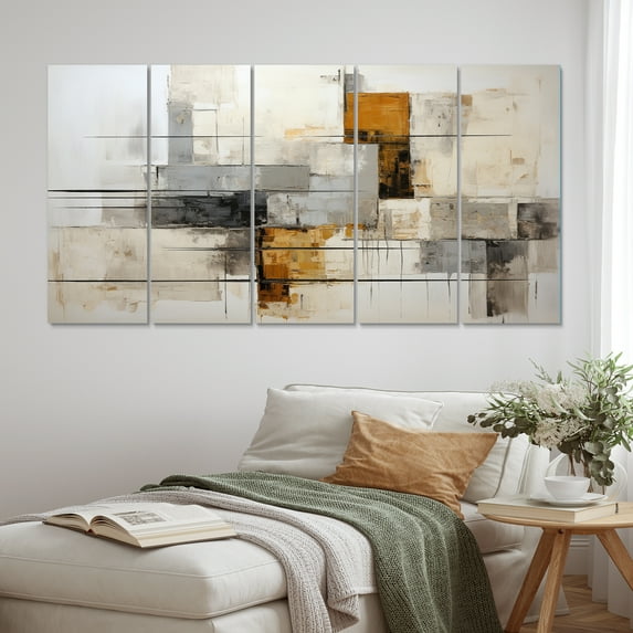 Designart "Simplified Compilation III" Abstract Collages Metal Wall Art Set