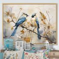 thumbnail image 1 of Designart "Simplified Exotic Birds Amid Cherry Blooms I" Birds Of Paradise Floater Framed Canvas Wall Art, 1 of 5