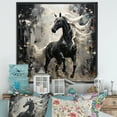 thumbnail image 1 of Designart "Simplified Galloping Horse I" Unicorns Floater Framed Wall Art Living Room, 1 of 5