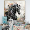 thumbnail image 1 of Designart "Simplified Galloping Horse II" Unicorns Floater Framed Canvas Wall Art, 1 of 5