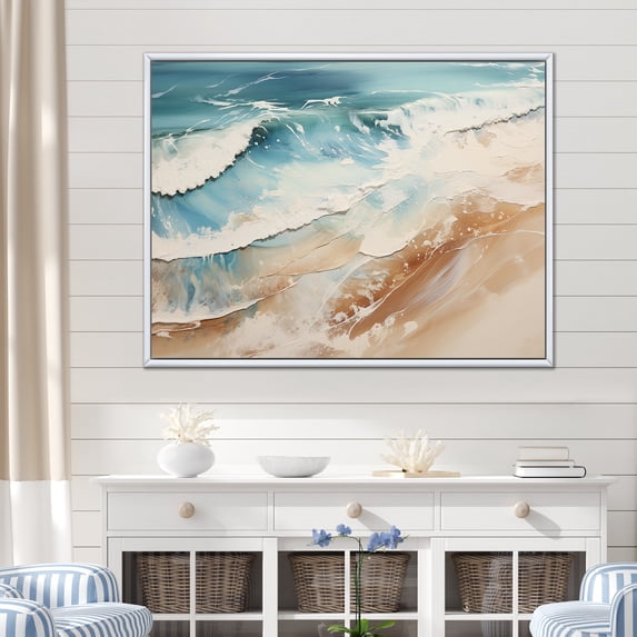 Designart "Simplified Seaside Merge" Beach Floater Framed Canvas Prints