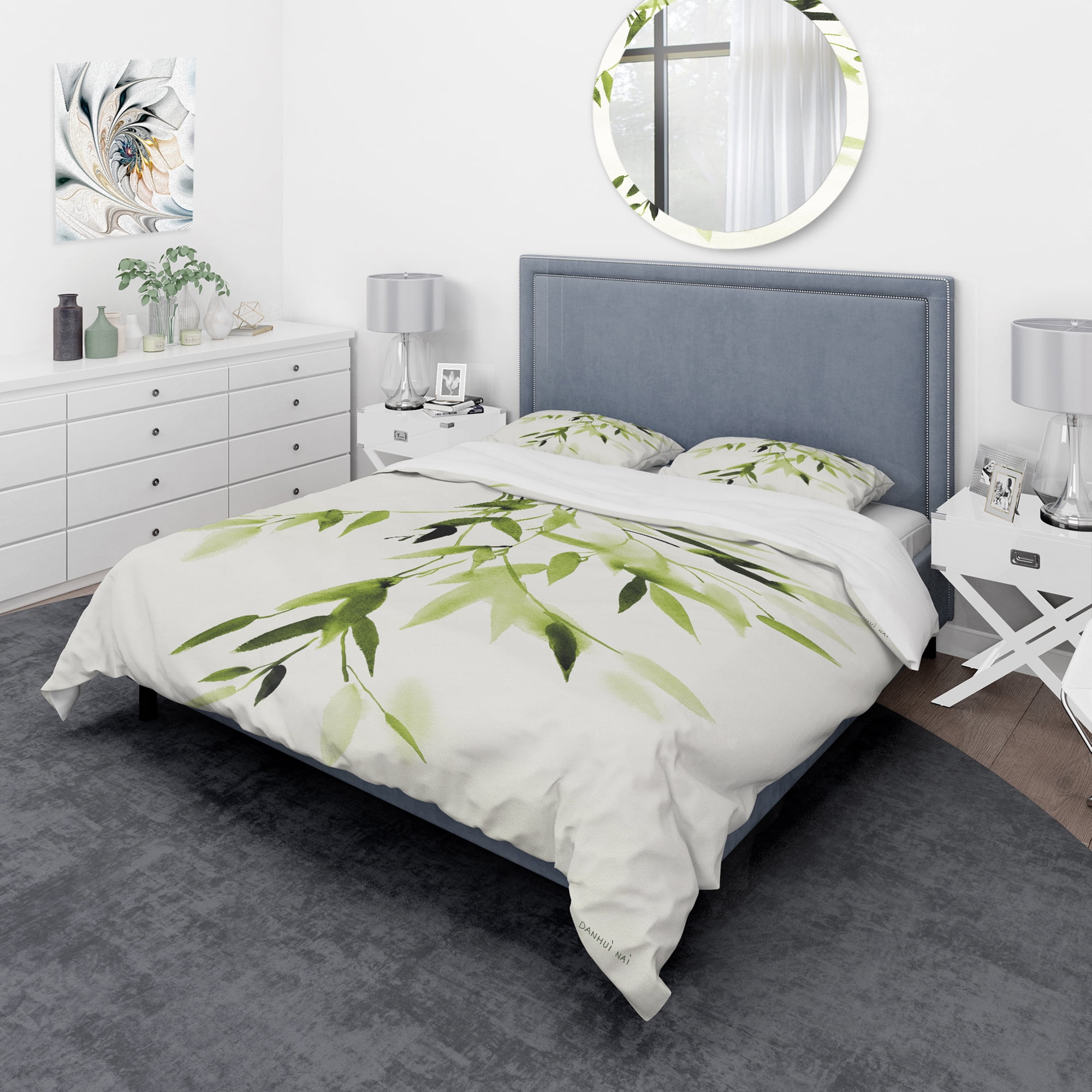 Designart 'Simplist Bamboo Leaves I' Cottage Duvet Cover Set