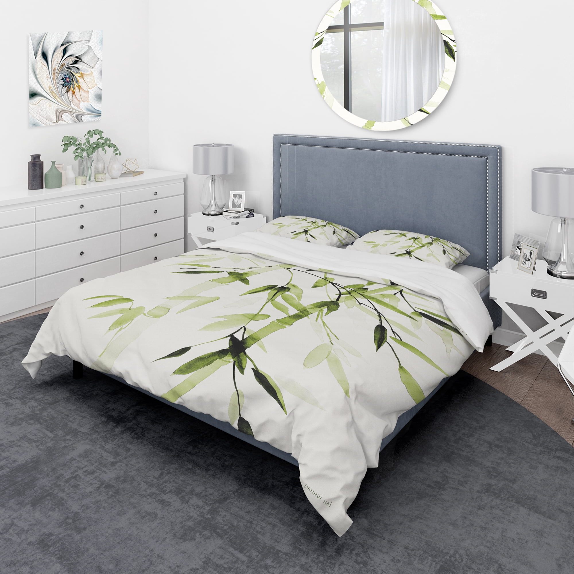 Designart 'Simplist Bamboo Leaves II' Cottage Duvet Cover Set