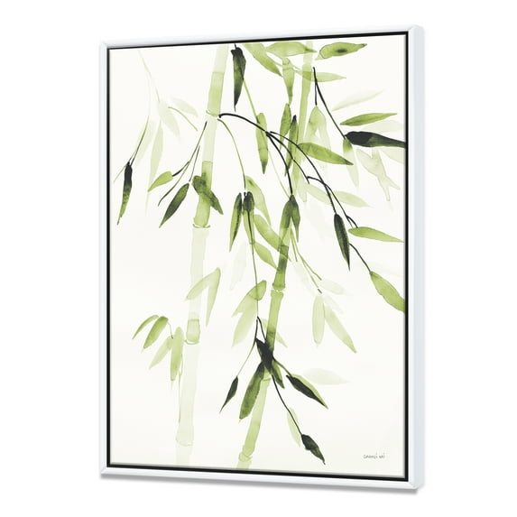 Designart ' Simplist Bamboo Leaves II ' Lake House Framed Canvas