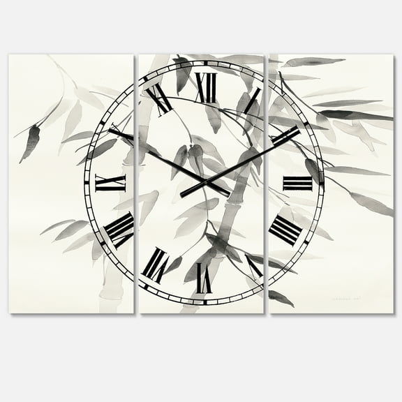 Designart 'Simplist Bamboo Leaves V' Lodge Wall Clock