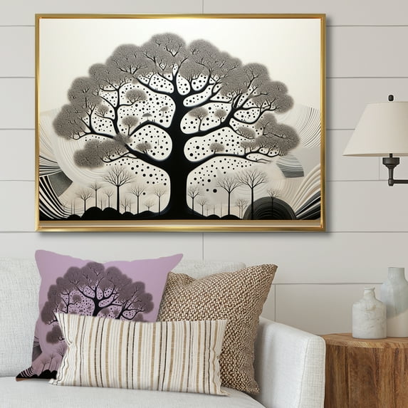 Designart "Simplistic African Tree Essence IV" Tree African Floater Framed Wall Art Prints