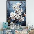 thumbnail image 1 of Designart "Simplistic Azure And Snow Cherry Blossom" Cherry Blossom Floater Framed Canvas Wall Art, 1 of 5